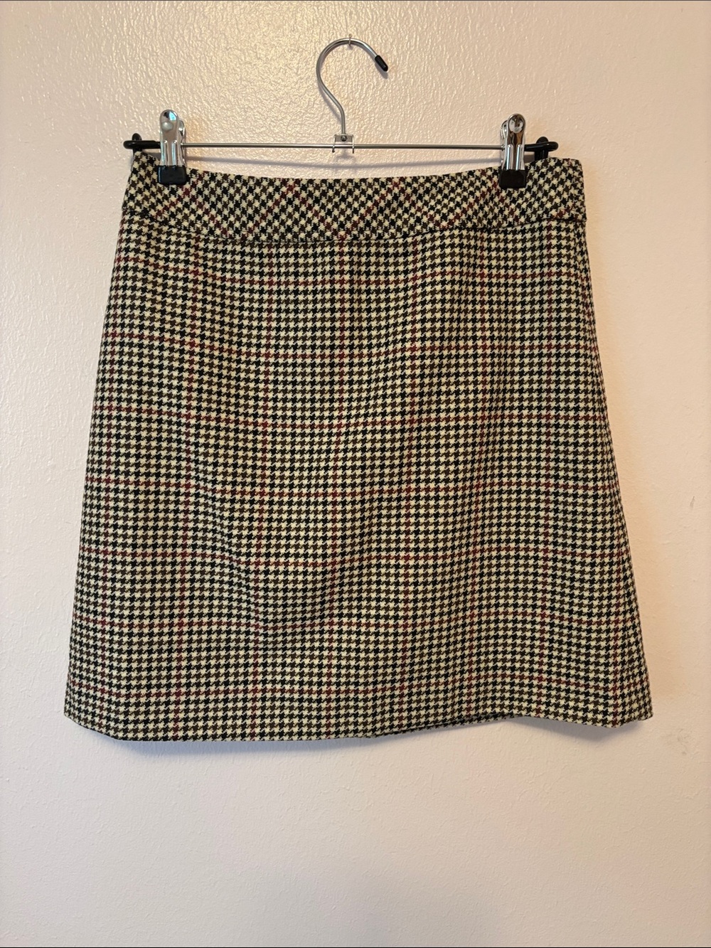 JCrew factory Houndstooth Mini Skirt in Black brown and Cream